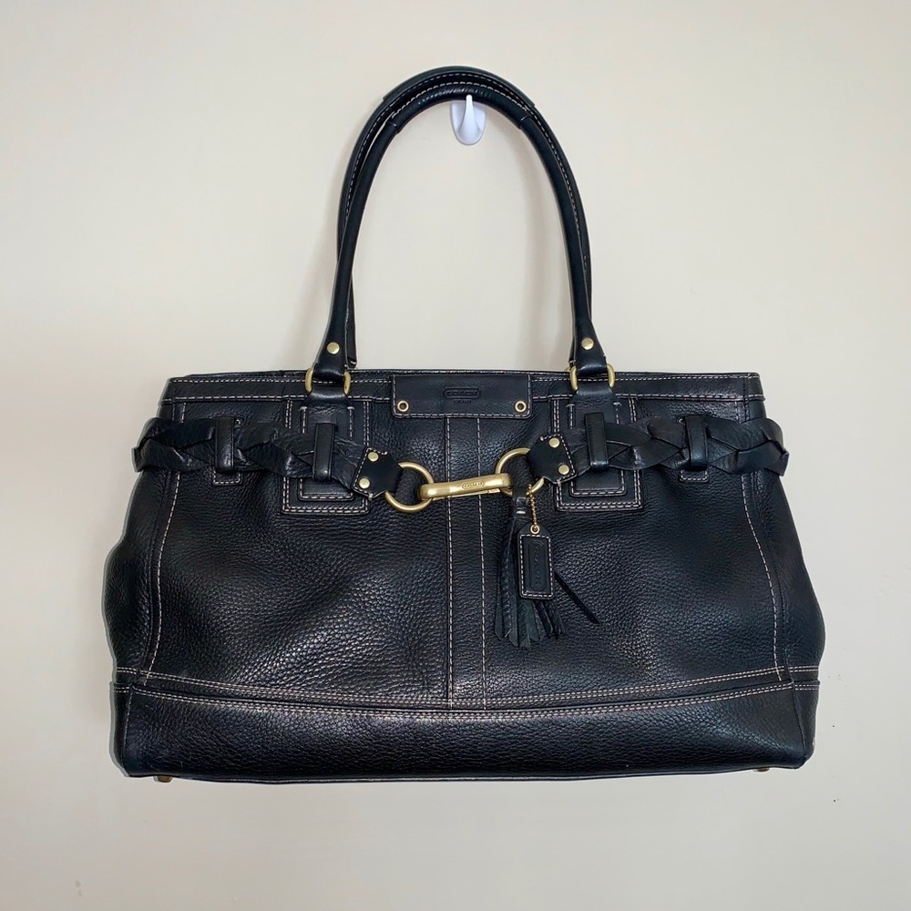 Coach Black Hampton leather shoulder bag